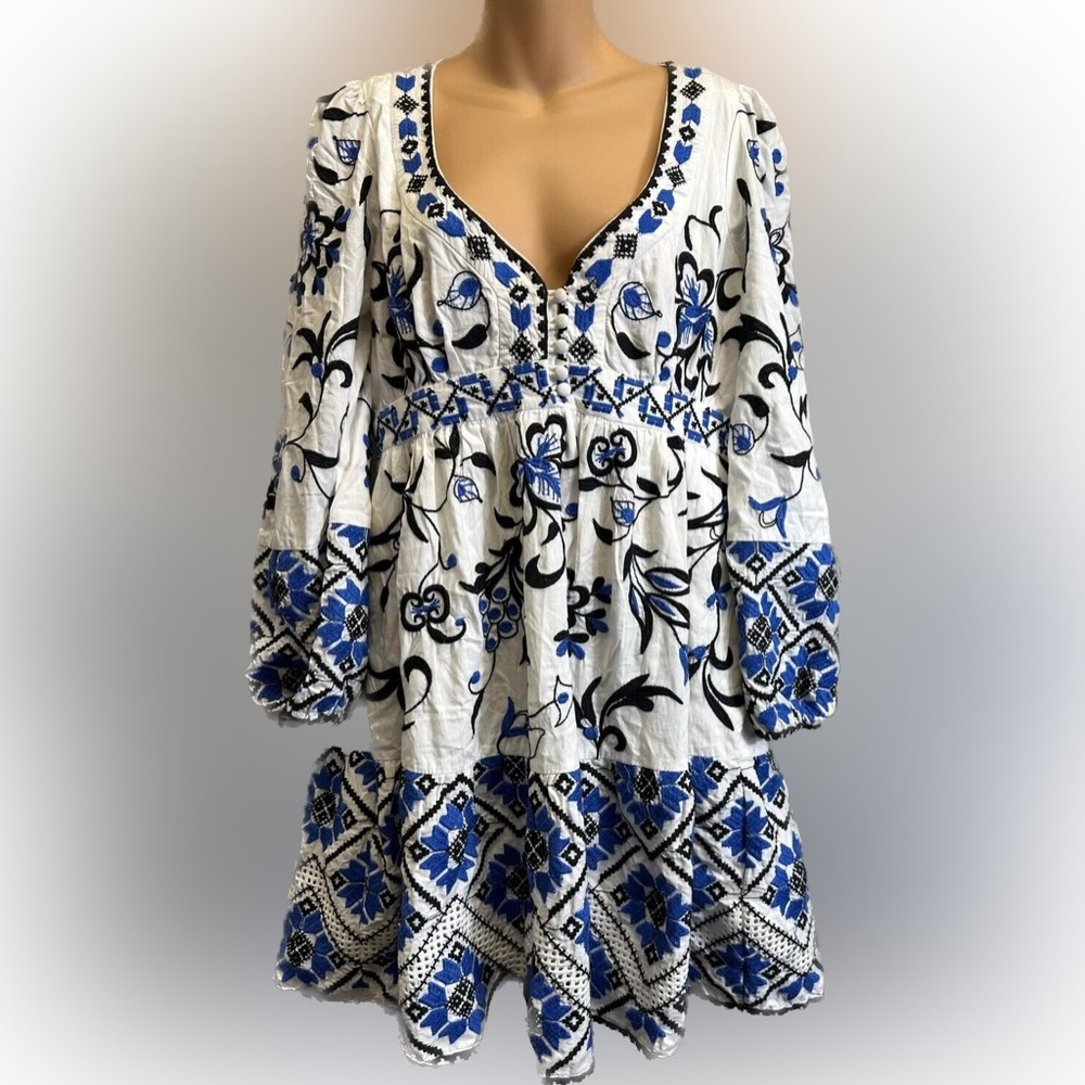 Anthropologie Sweetheart Embroidered Mini Dress